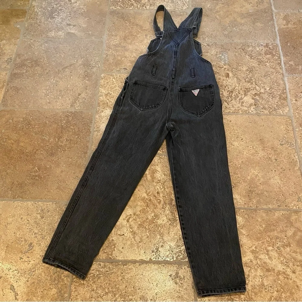 Vintage GUESS Girls Teens Gray Denim Overalls Size 14-Made in USA
